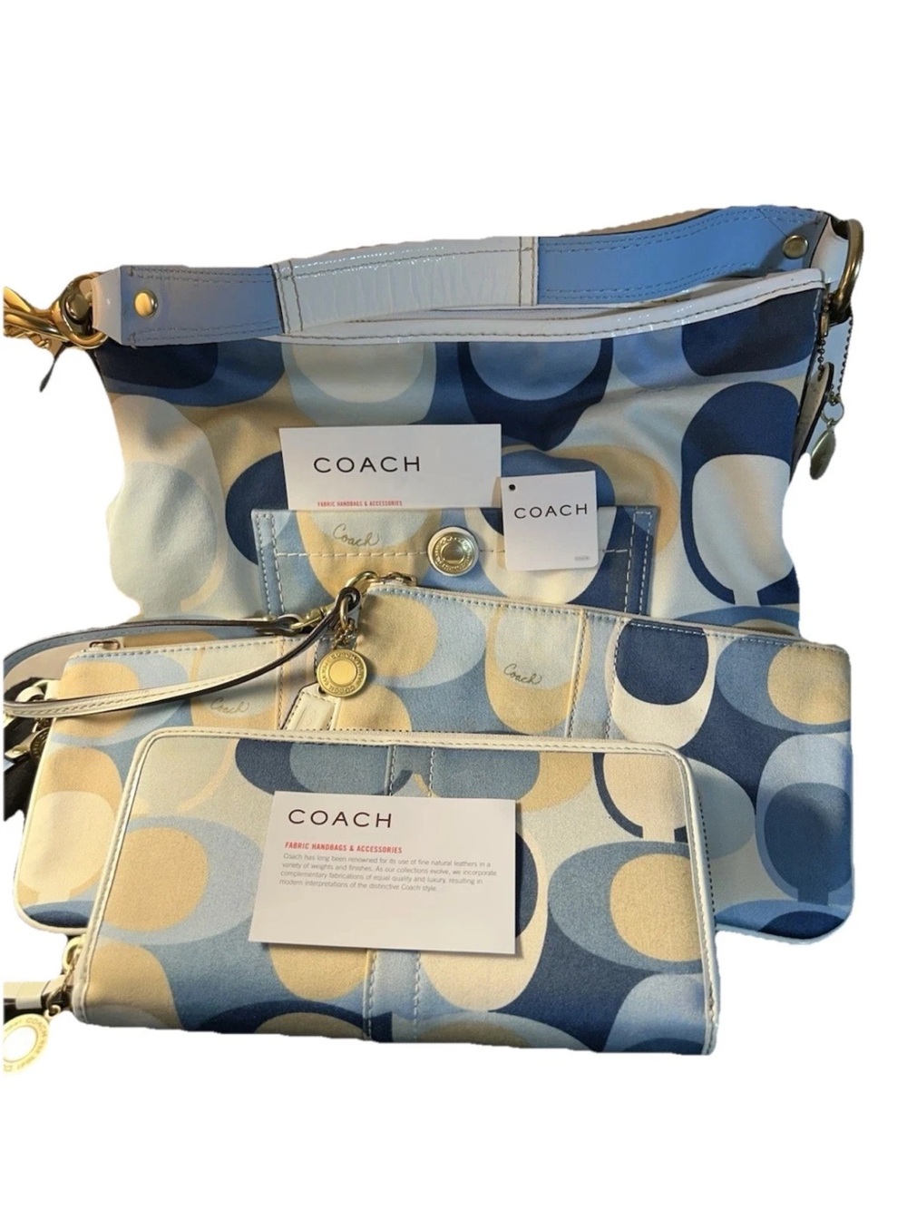 Coach Shoulder Bag, Wallet, (2) Wristlets Set, Scarf Print, *Rare/Vintage* NWOT